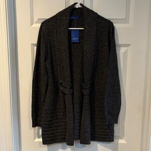 NEVER WORN! Apt. 9 Charcoal Open-Front Knit Cardigan with Button Tab